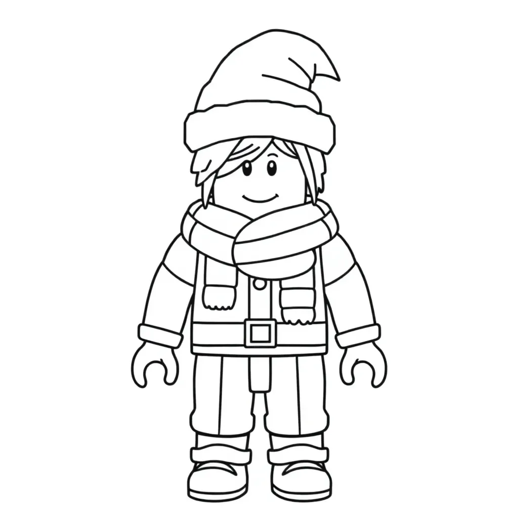 Christmas Roblox avatar, outline drawing