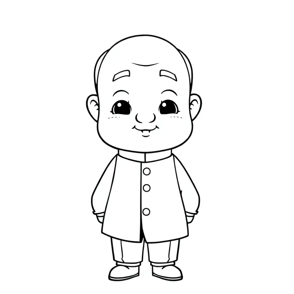 A cute cartoon version of Chiang Kai-shek in his Zhongshan suit