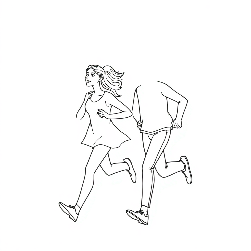 A couple running and breathing