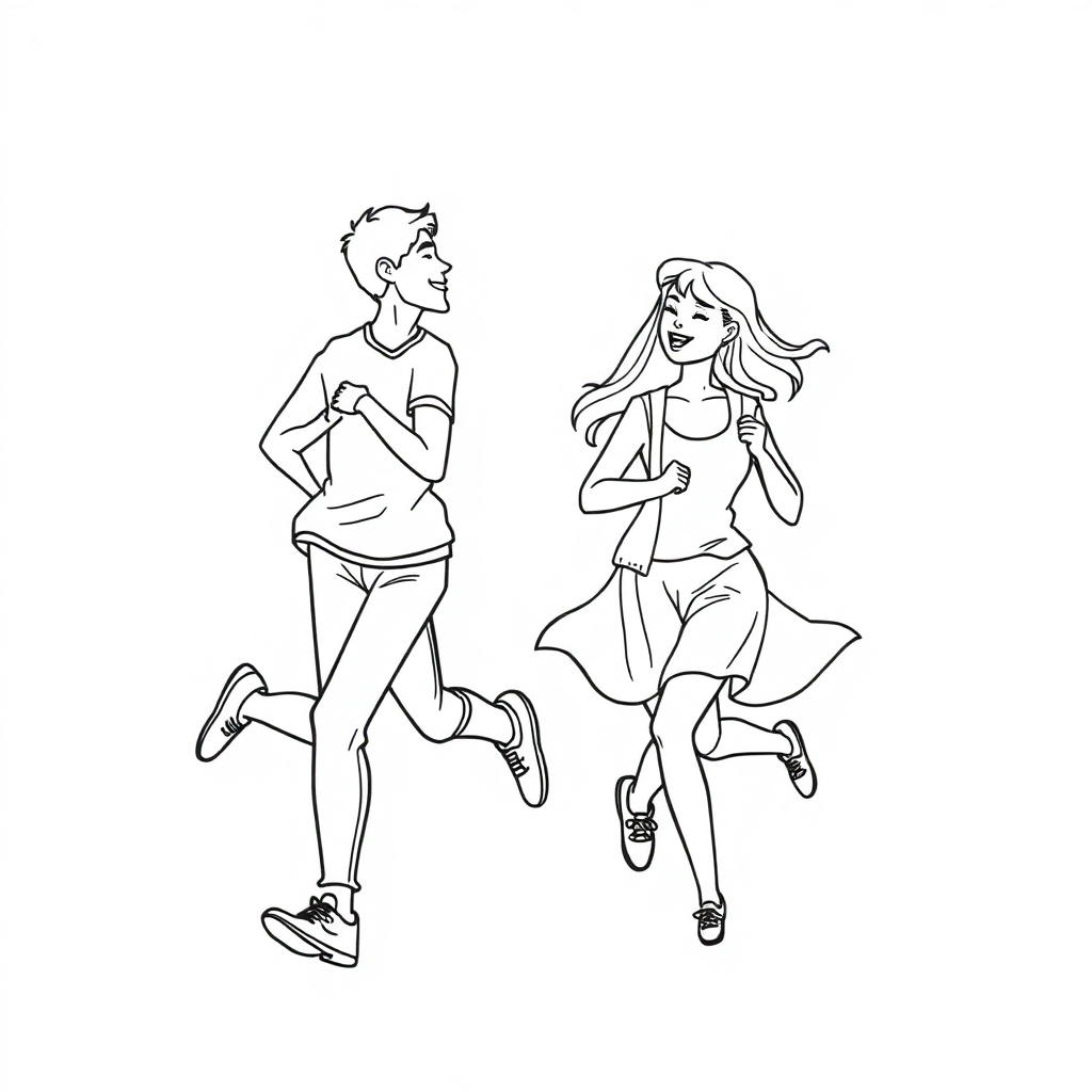 A couple running and breathing