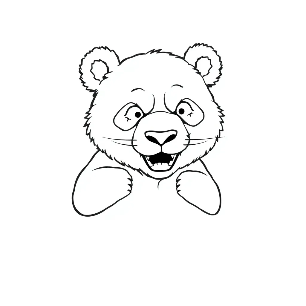 Panda like people do grimace.