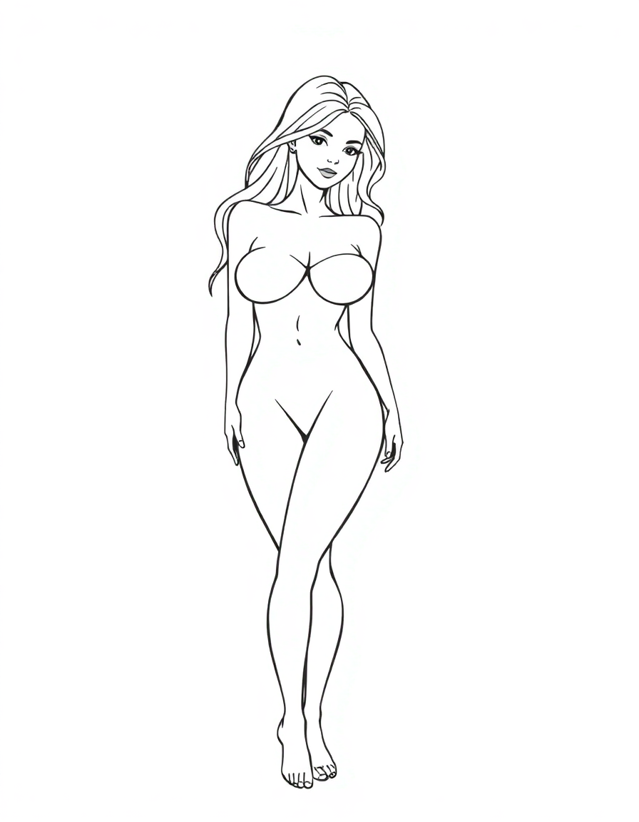 simple sexy female form line art