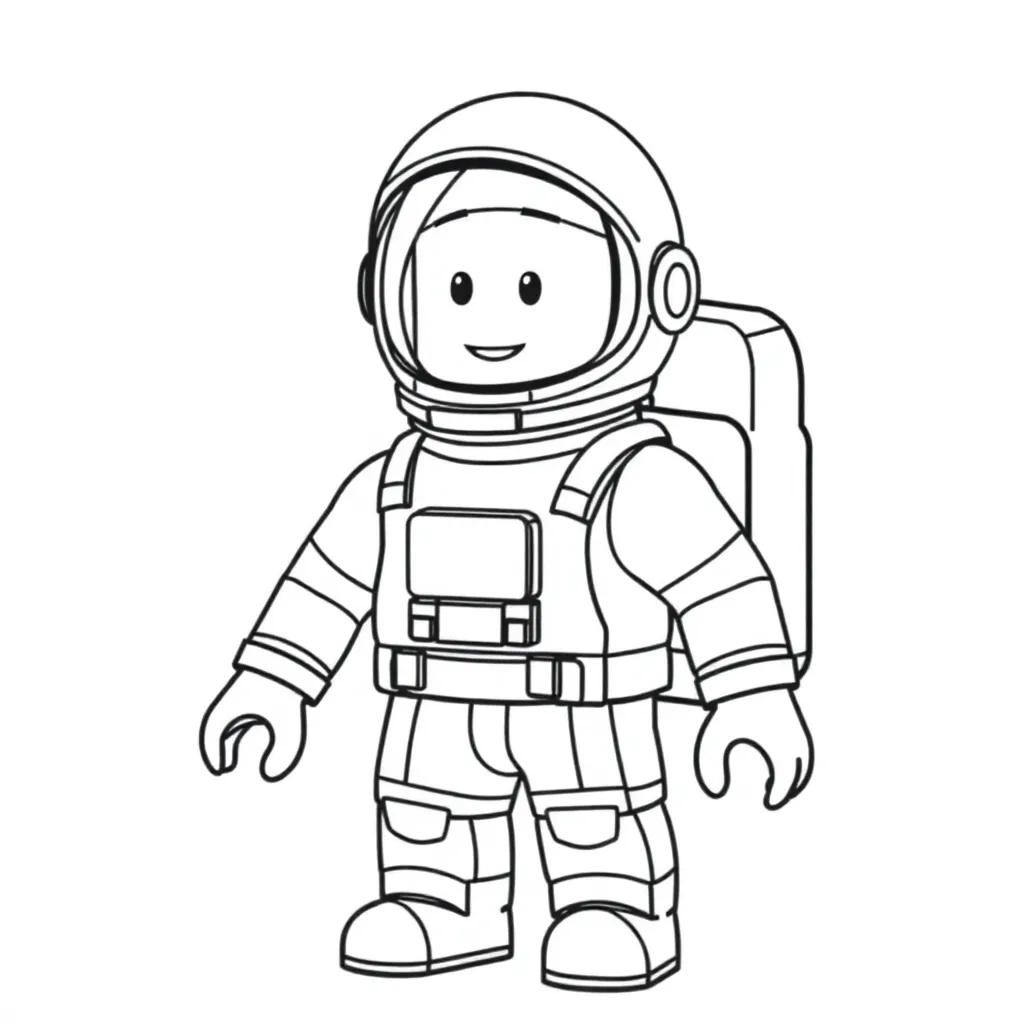 Space Roblox character, astronaut, coloring book page
