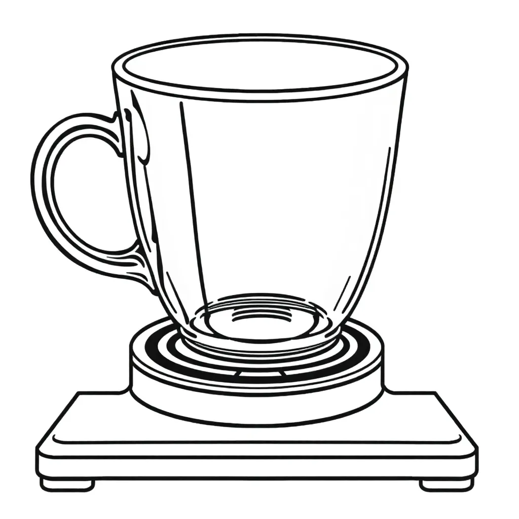 A glass cup, then placed on a heating base