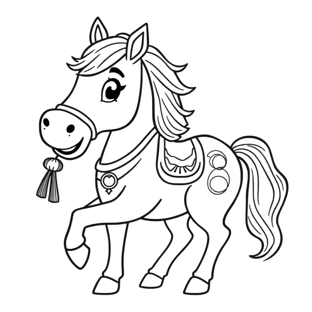 Year of the horse cartoon suitable for third grade children blessing