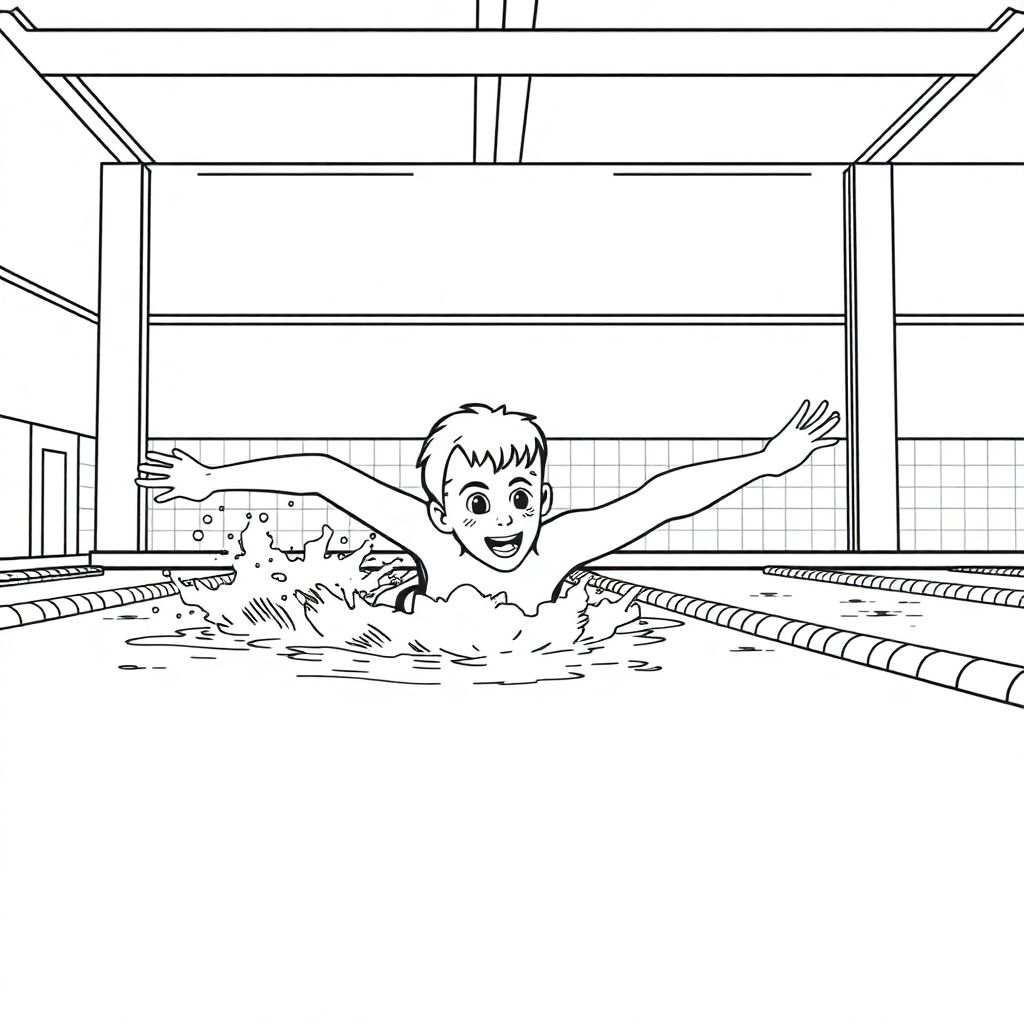 a middle school student is freestyle swimming in the gym