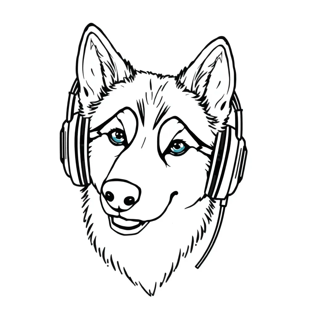 Husky In Headphones