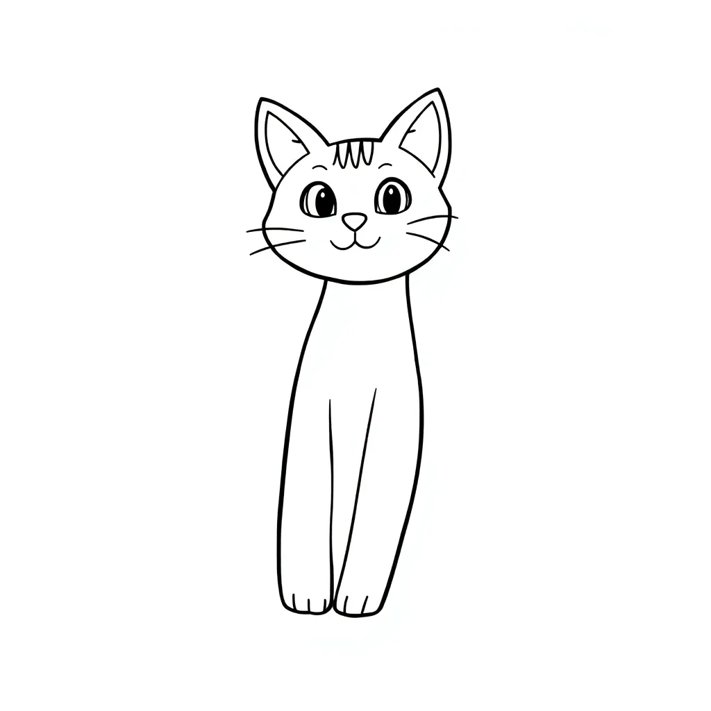 number 1 shaped like a cute cat, kids coloring book style, , and , simple