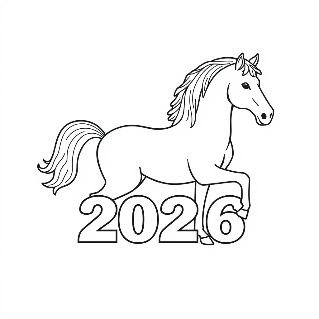 year of horse 2026 with word horse