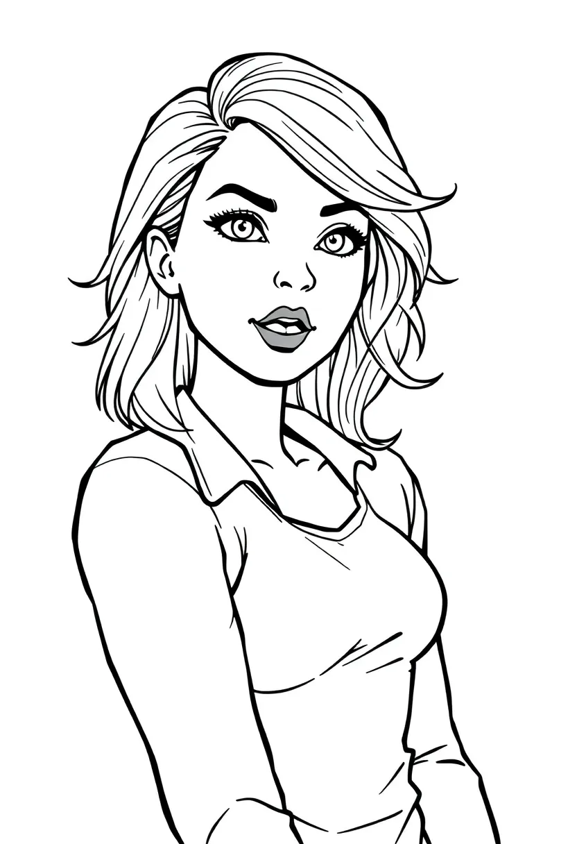 draw a comic girl line drawing