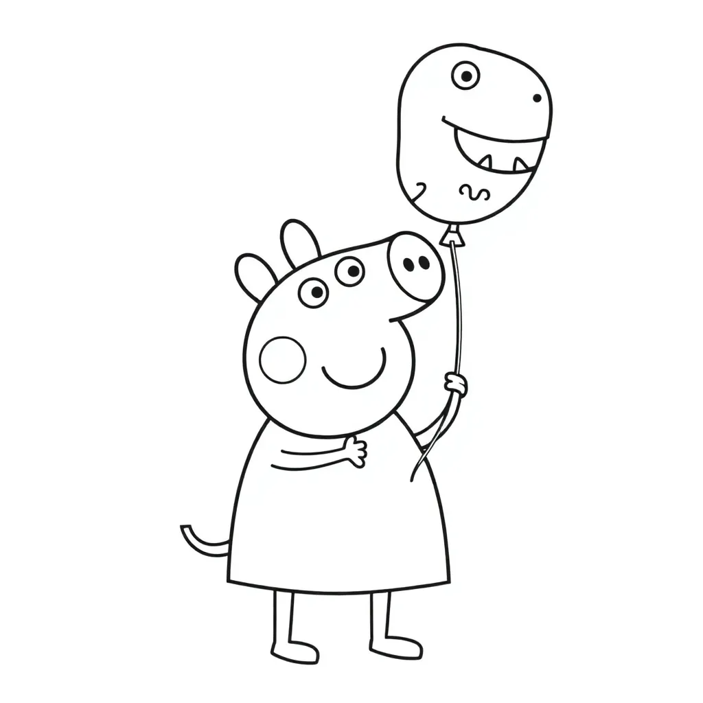 Peppa Pig, pig George holding dinosaur balloon