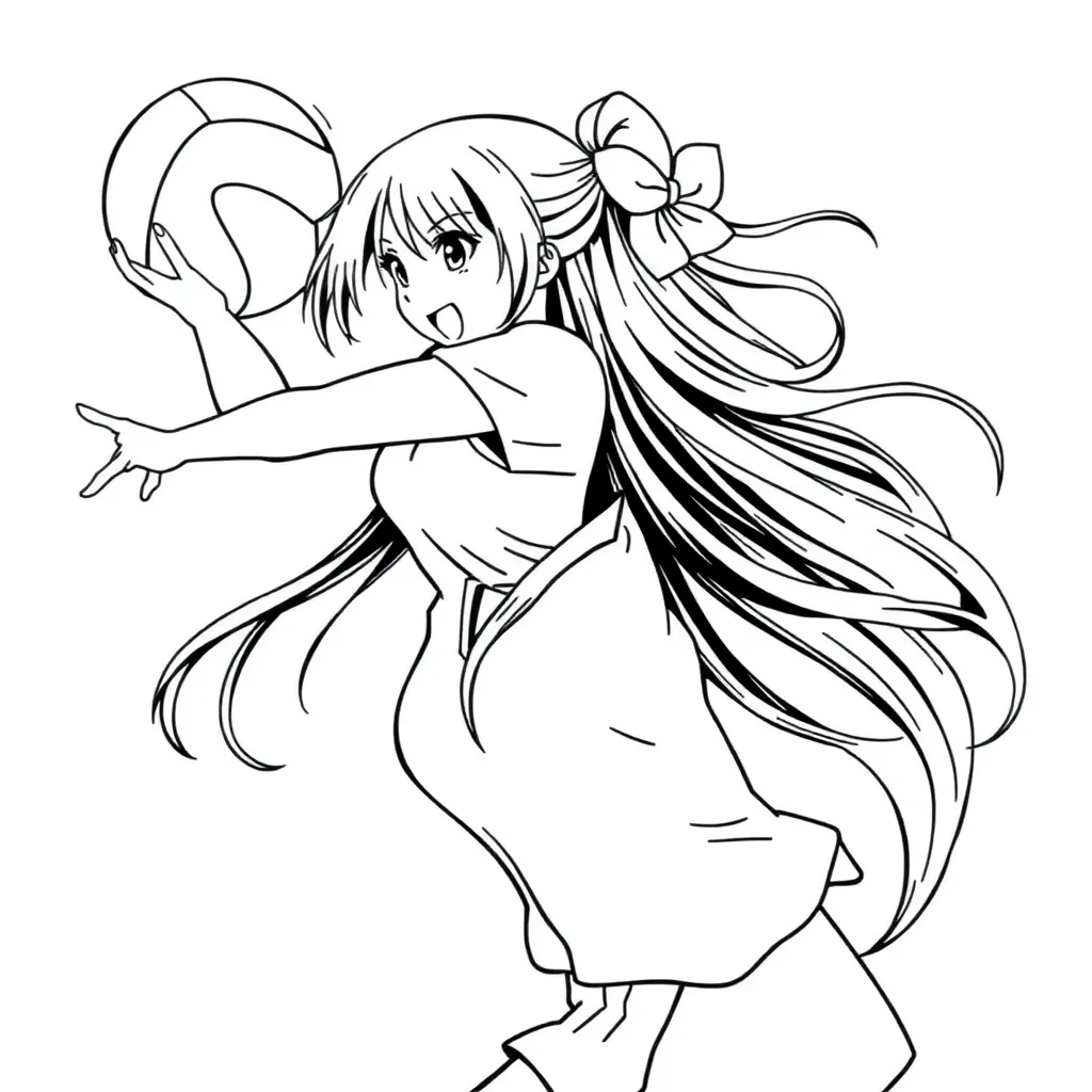 japan anime girl smashes volleyball