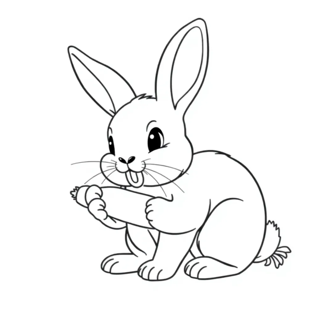 Little rabbit eats carrot.