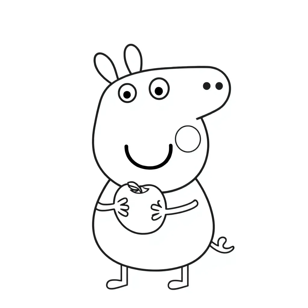Peppa Pig, eating appple