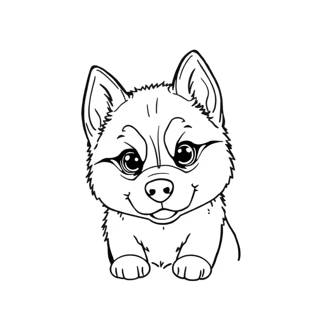 Adorable Husky Coloring Page