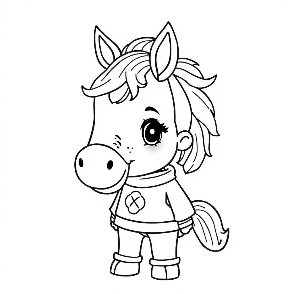 Year of the horse New Year painting, is a child wearing a horse hat.