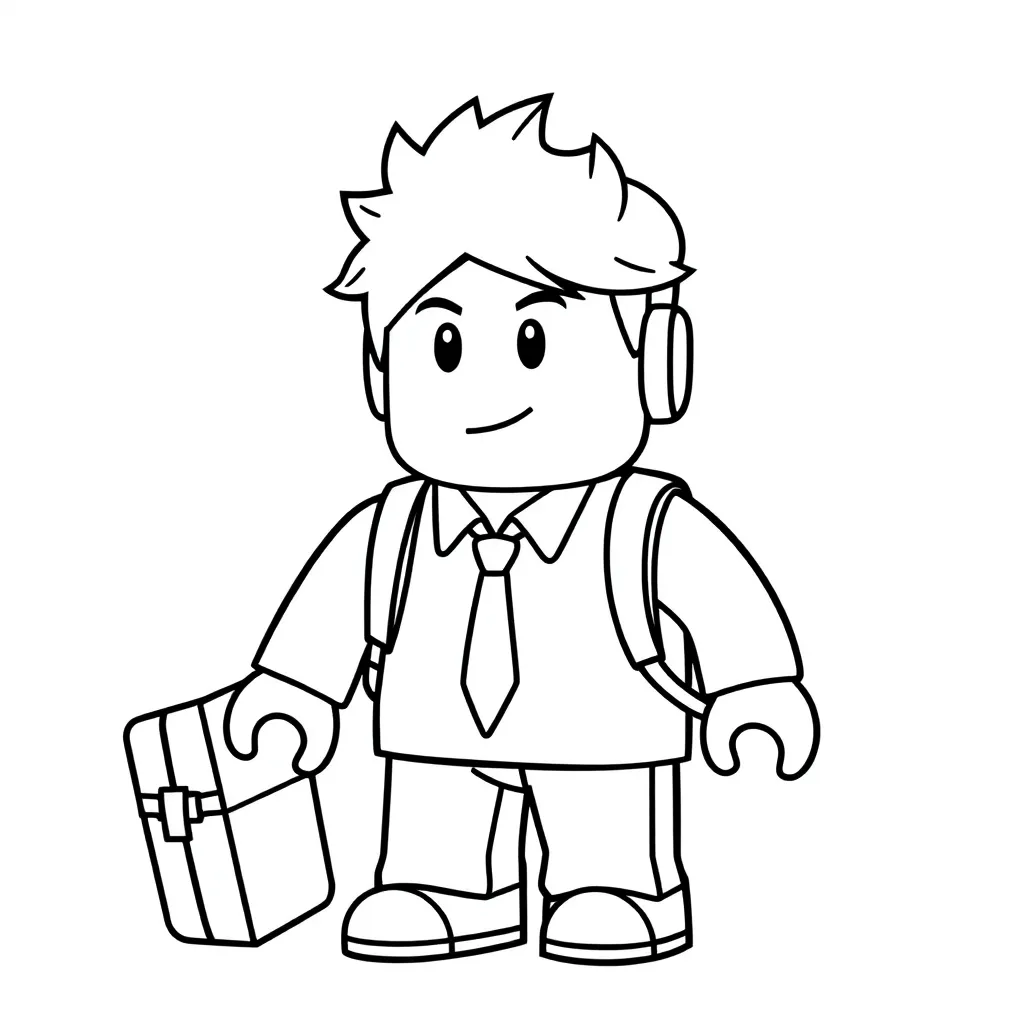 Roblox suRoblox student character, school theme, coloring page