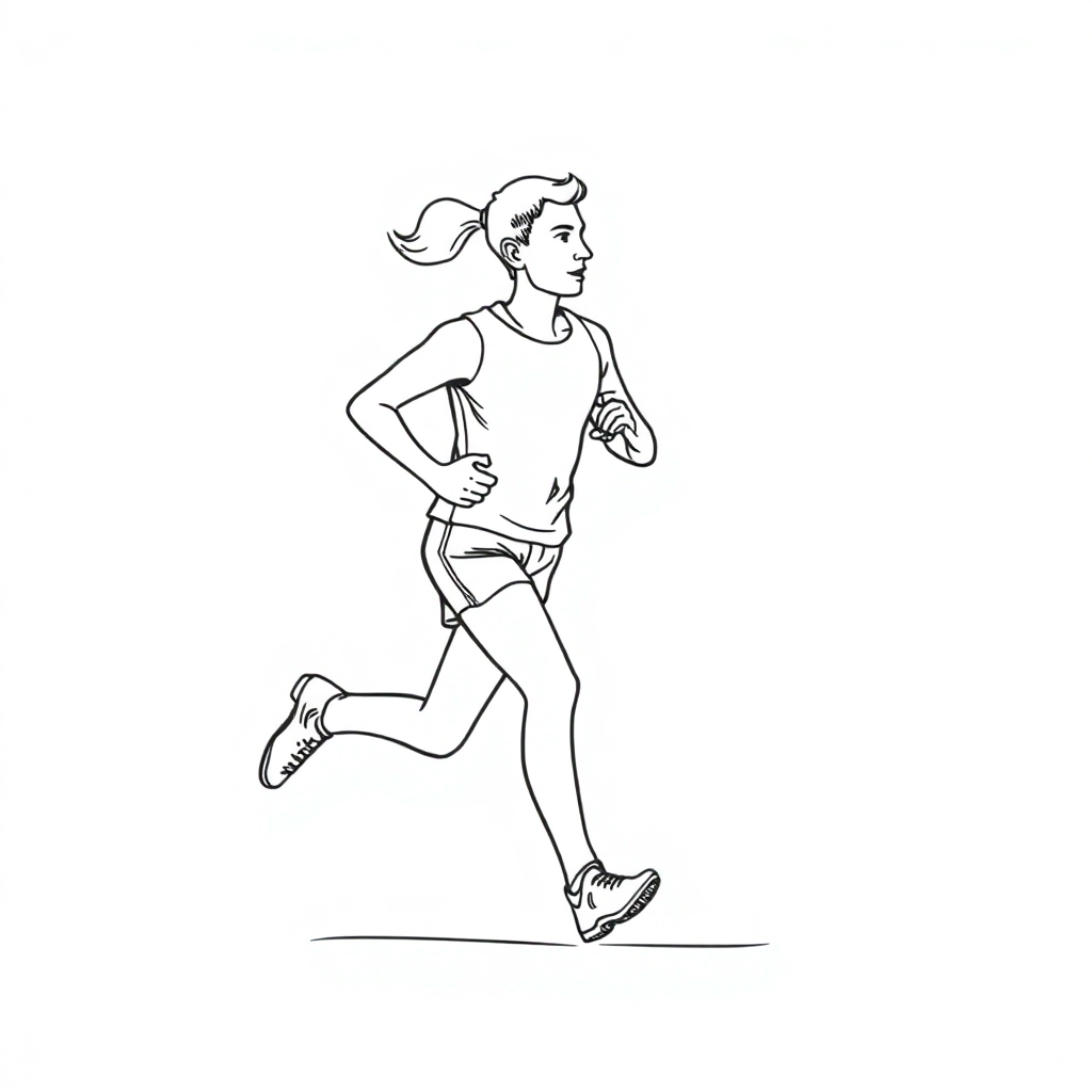A runner, accompanied by exhaled breath