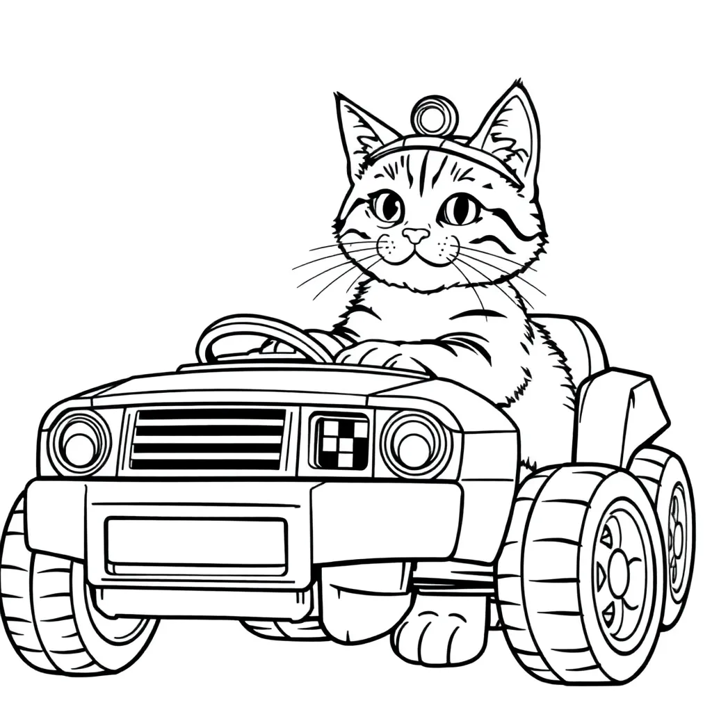 CAT PLAYING CARSTOY WITH POLICE IN FRONT OF HER