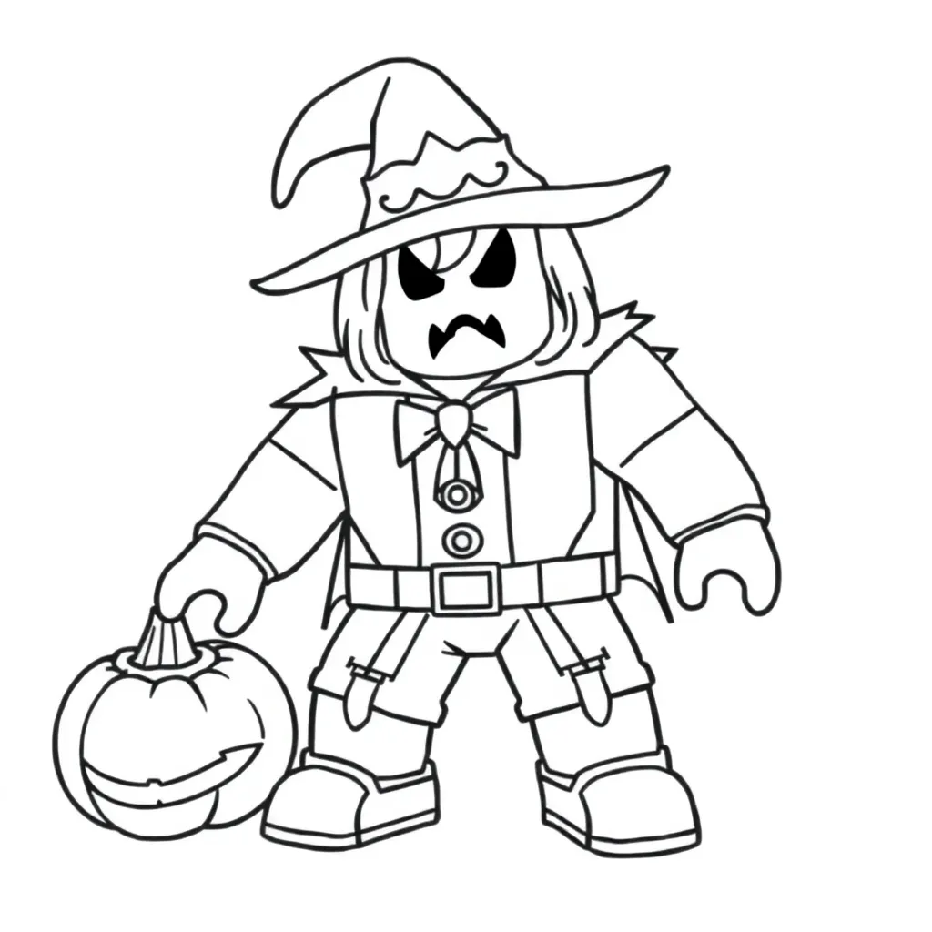 Halloween Roblox character, coloring page