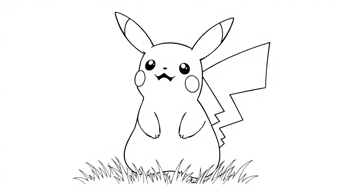 Pikachu, grass, sky