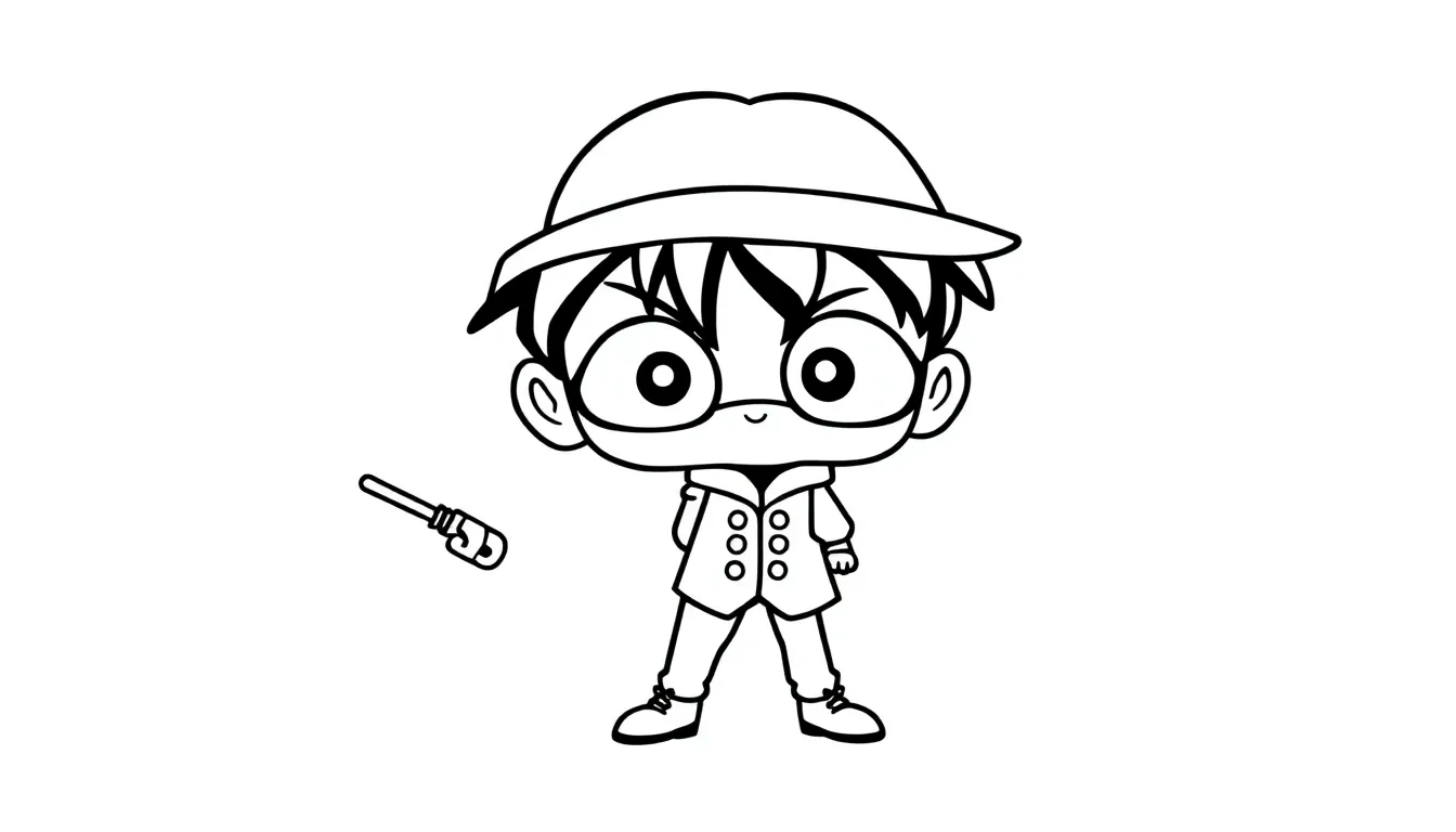 Child detective Conan simple drawing