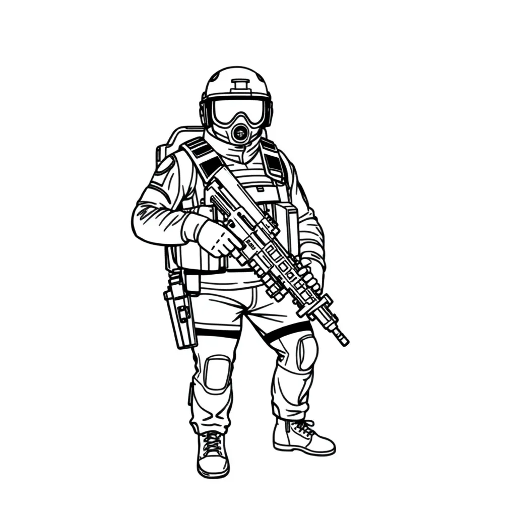 A equipped SWAT 1.8m tall covered.