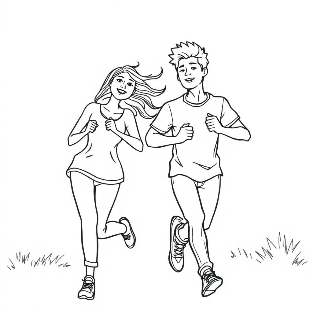 A couple running and breathing