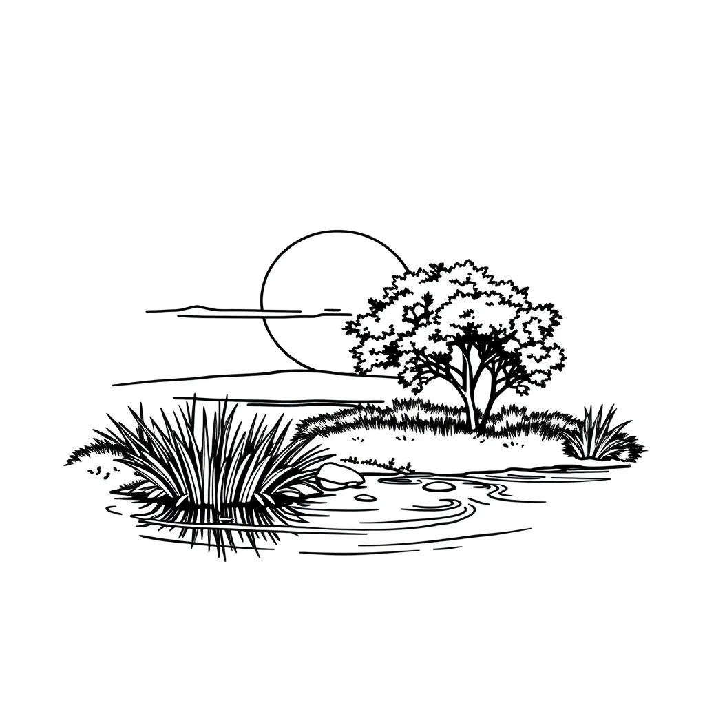 Sun rise on river side