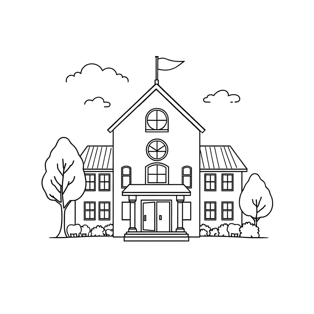Please generate a line drawing of SCUT school.