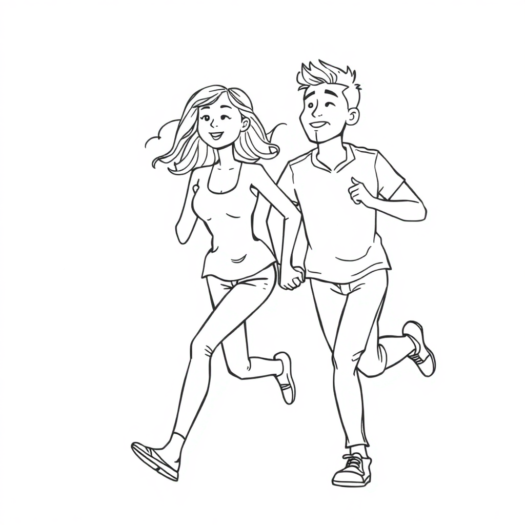 A couple running and breathing