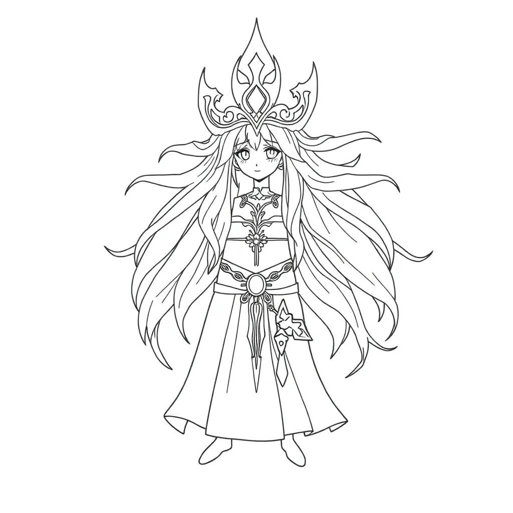 create a line art drawing of Himmel from Beyond Journey’s End. The drawing must be very simple desig