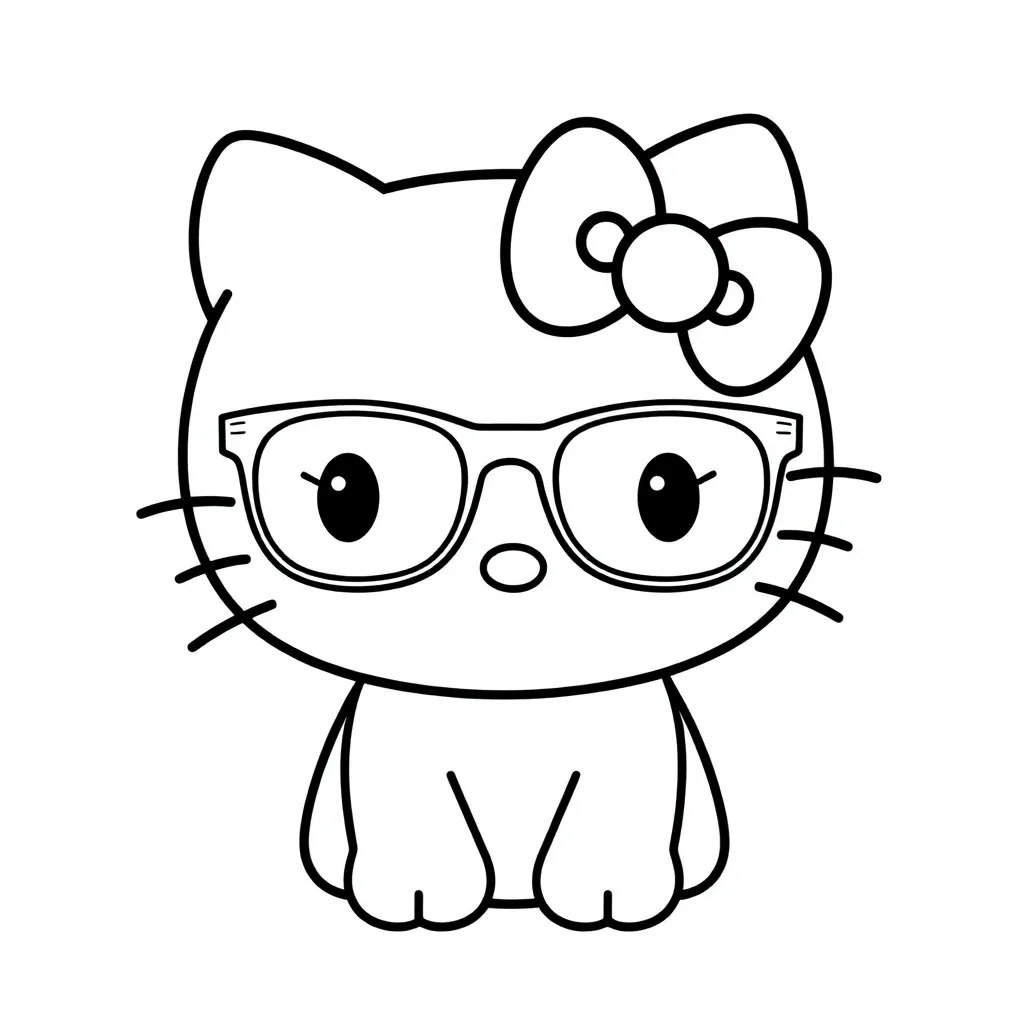 Hello Kitty, is wearing a glasses
