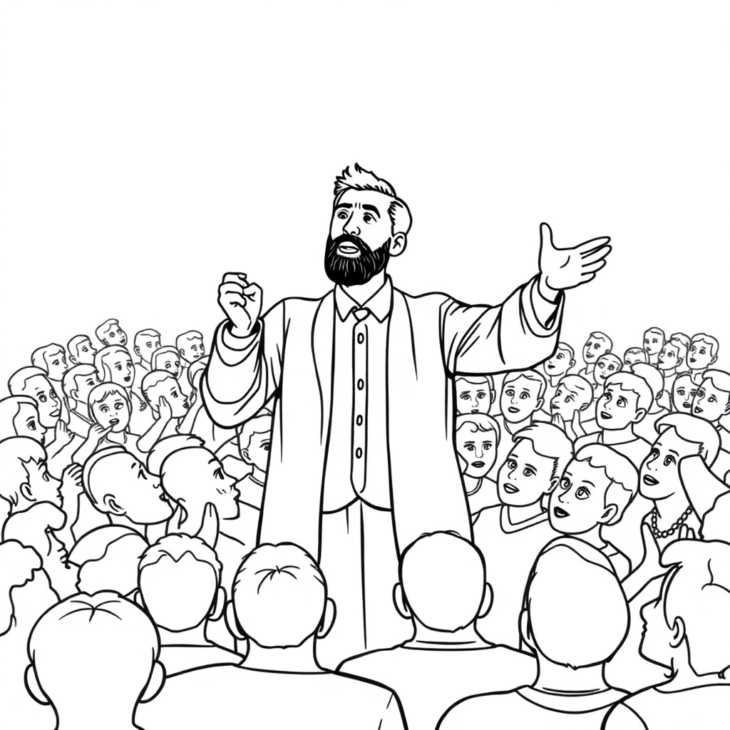 Man giving a Speech to a multitude