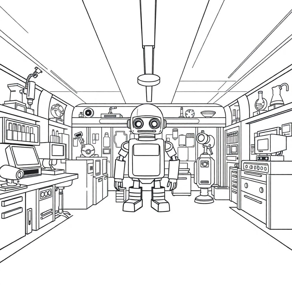 science museum with some robot