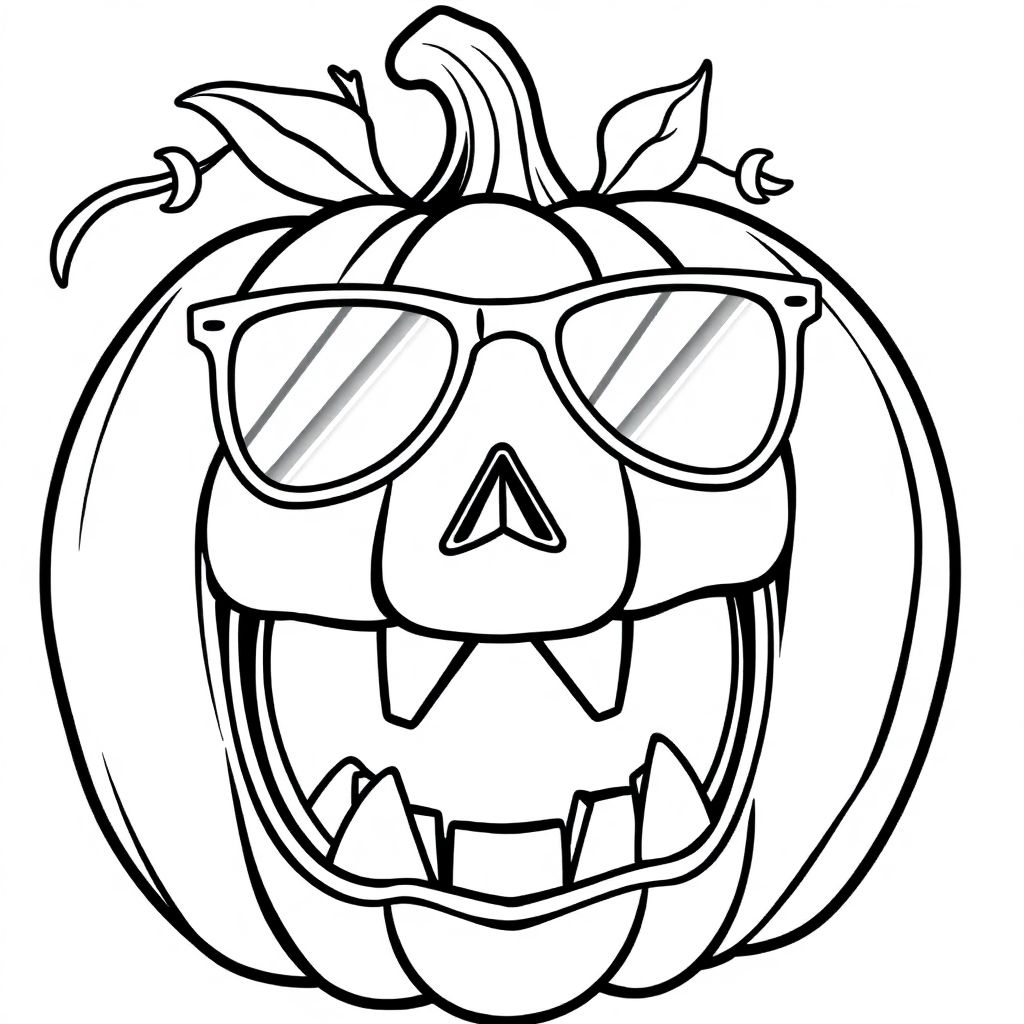 Halloween pumpkin face sunglasses triangle teeth teeth big