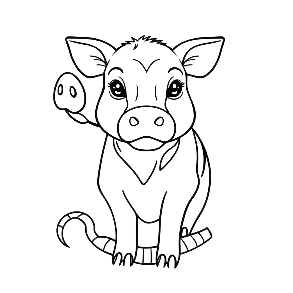 Draw a pig head, cow body, snake tail, tiger claws animal.