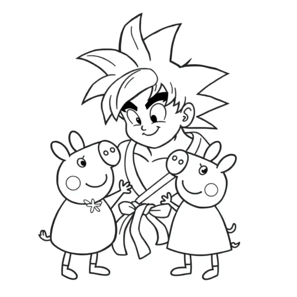 Son Goku, shake with Peppa Pig