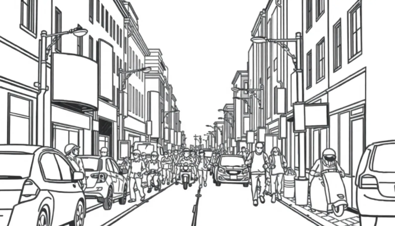 Busy city street scene