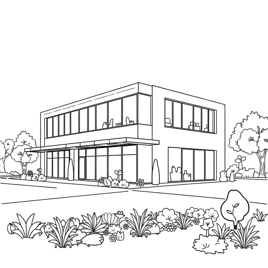 Landscape commercial building with landscape-focused plan.