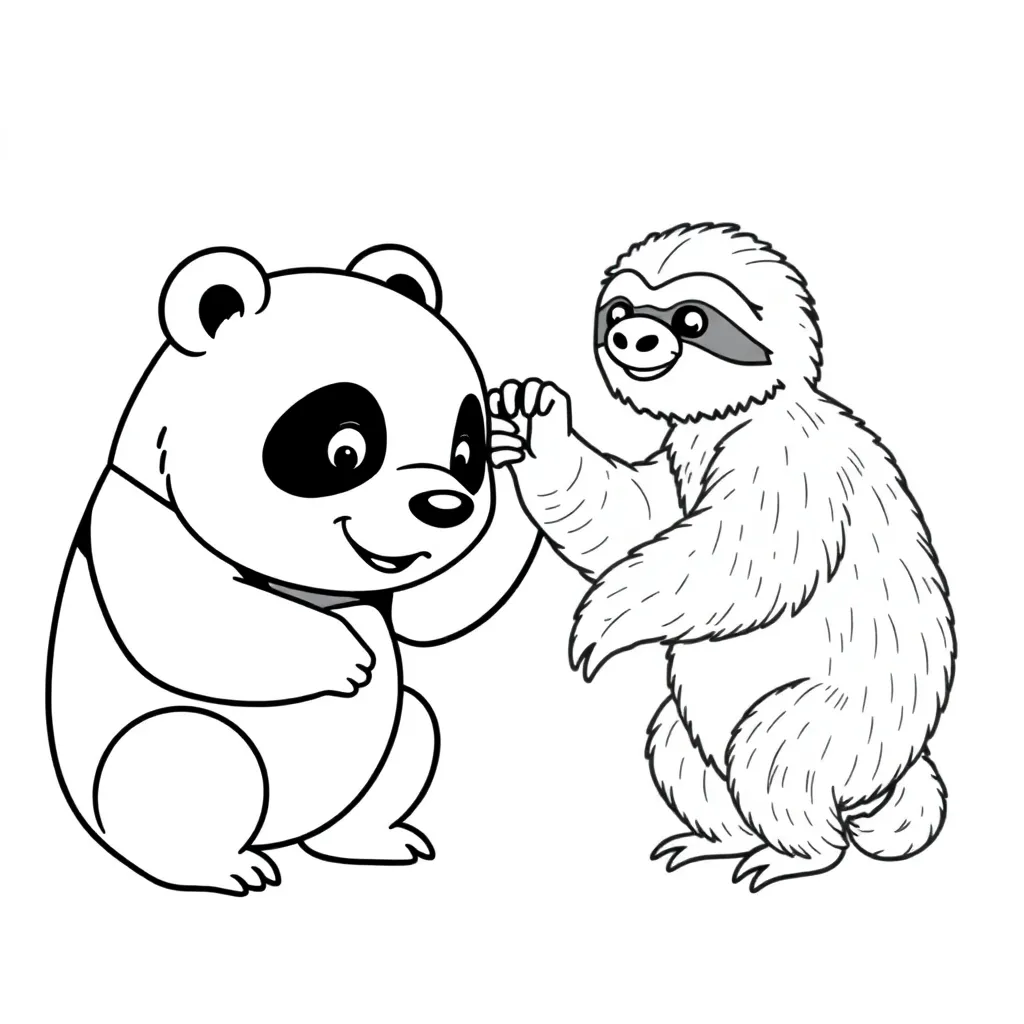 panda and a sloth having a wrestling matching page