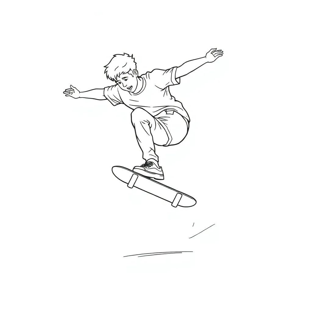 A young man playing skateboard jump flip