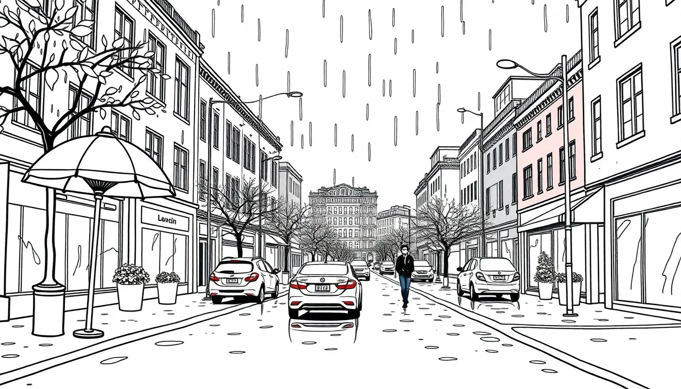 Rainy days on city streets