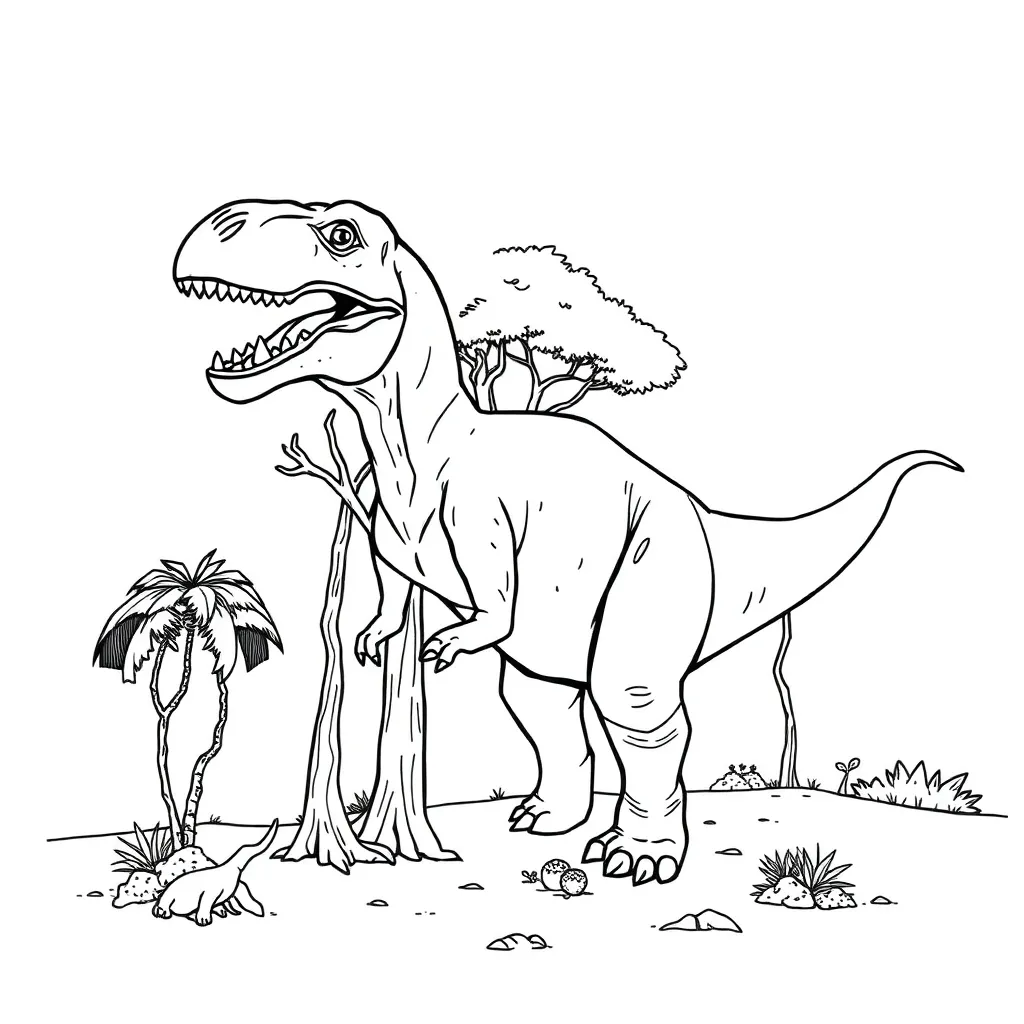 dinosaur trees meat violet fire