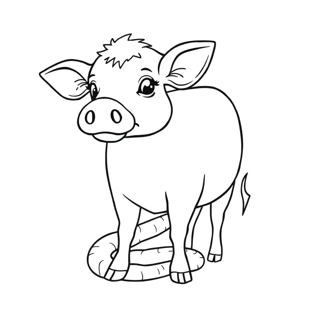 Draw a pig head, cow body, snake tail animal.