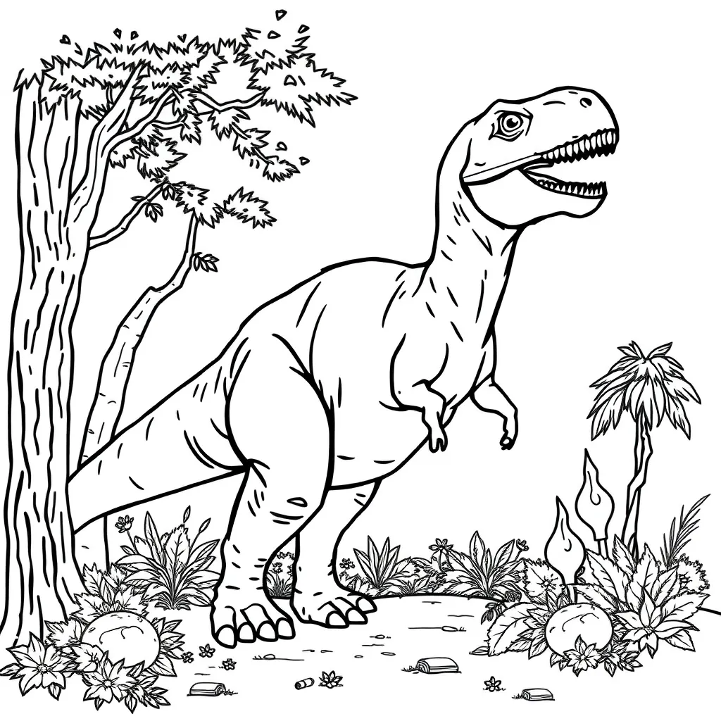 dinosaur trees meat violet fire