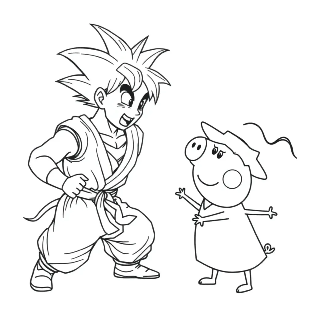 Son Goku, fight with Peppa Pig