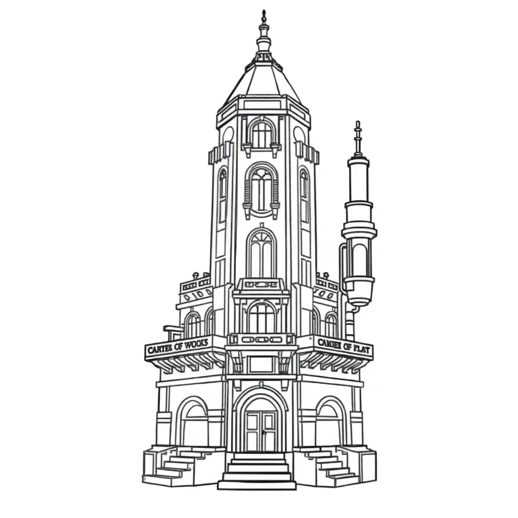 Cyberpunk corner tower palace